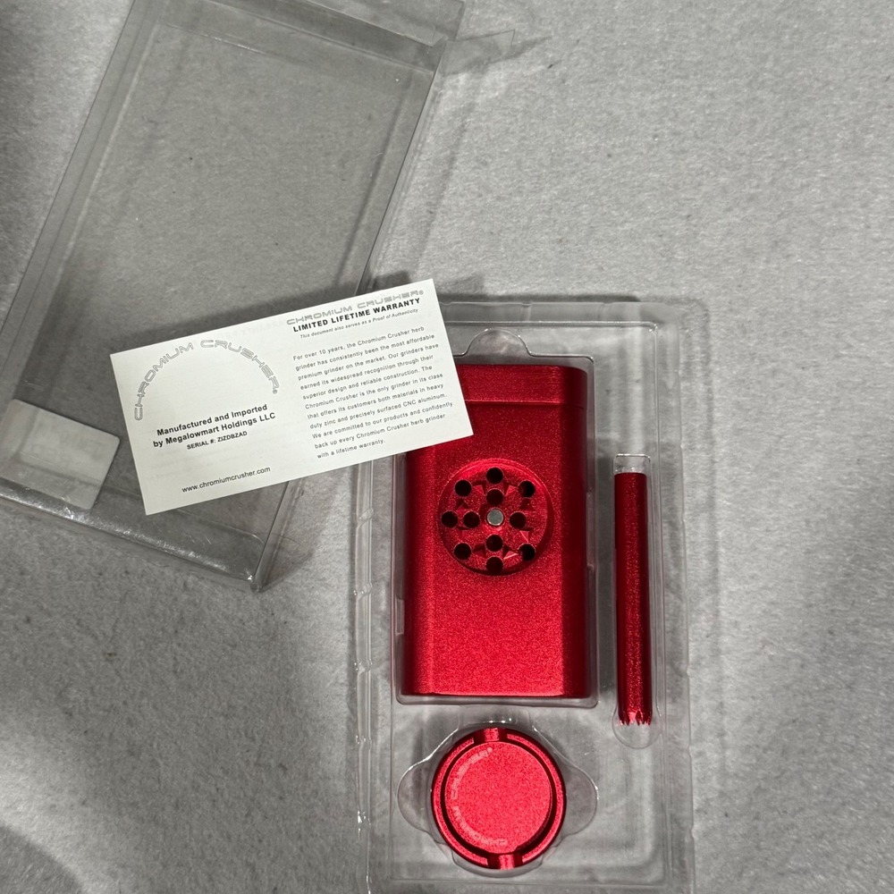 Chromium Crusher Tobacco Grinder Dugout Set Red CNC Aluminum Magnetic Kit
